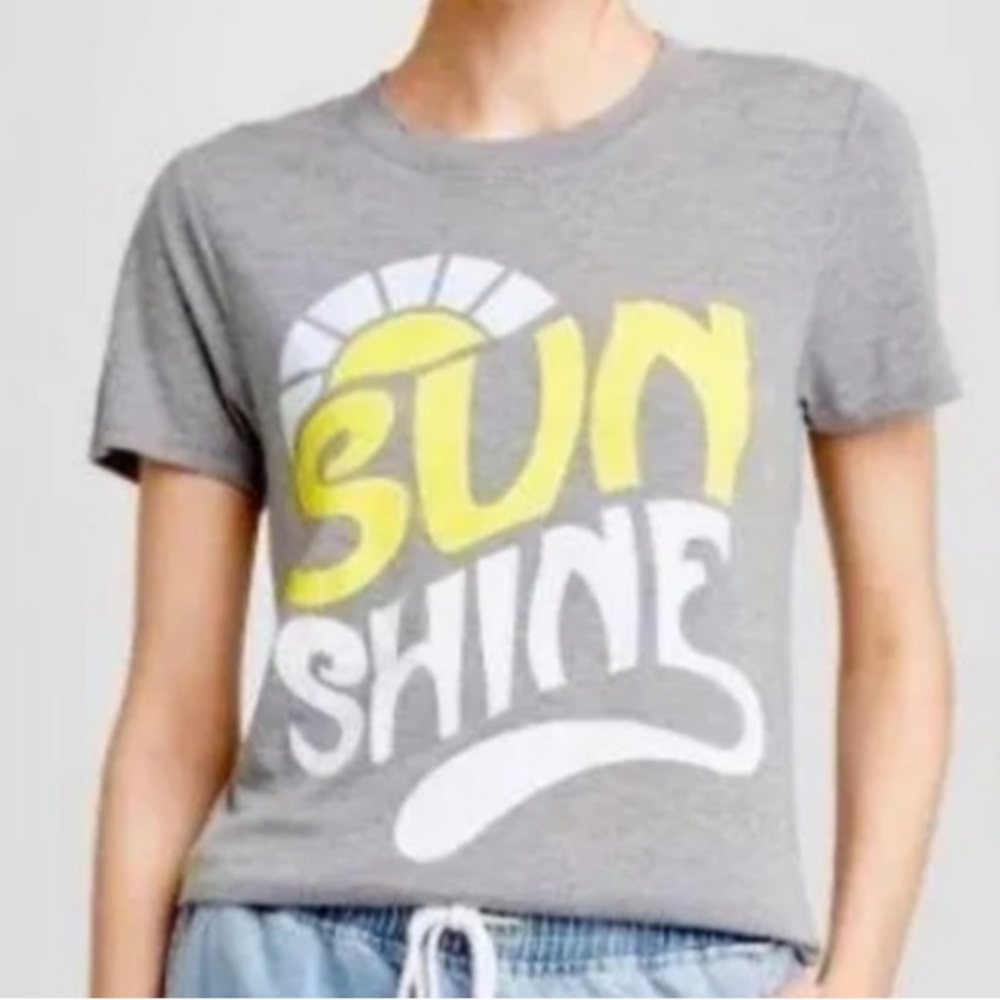 MODERN LUX Vintage-looking SUNSHINE Gray Babydoll T-shirt Top | SMALL | - Picture 1 of 3